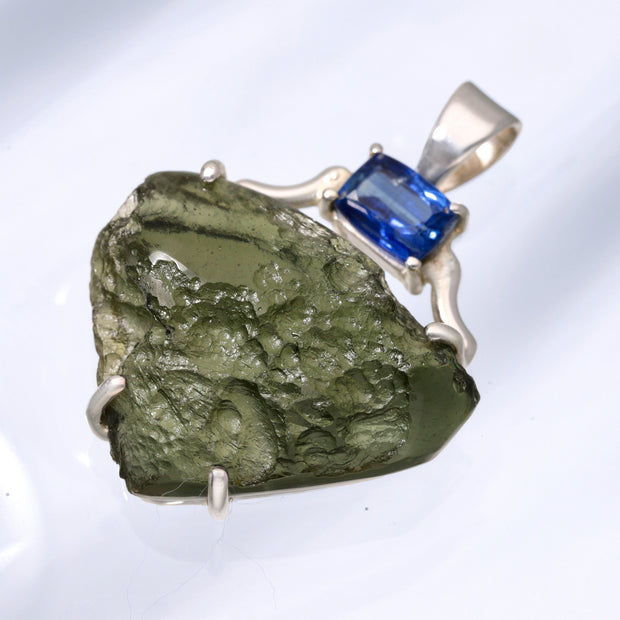 Genuine Moldavite & Kyanite Pendant