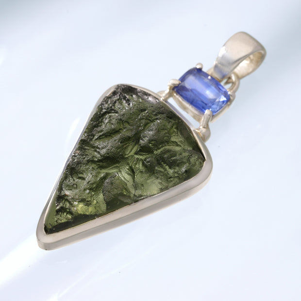 Kyanite & Natural Moldavite Pendant
