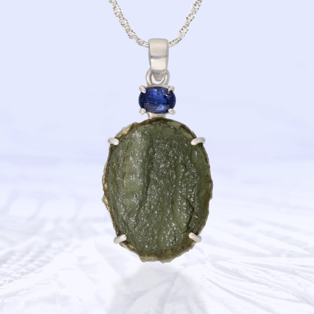 Kyanite & Genuine Moldavite Pendant