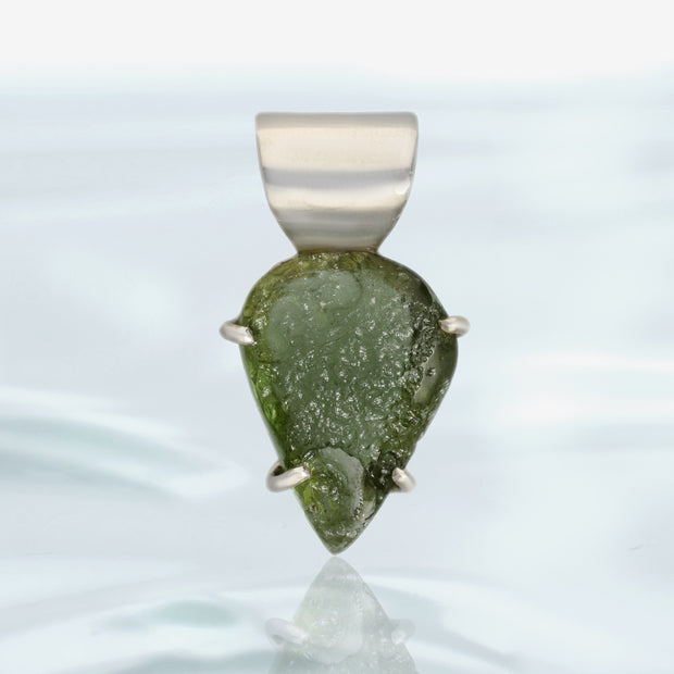 Real Moldavite Sterling Silver Pendant