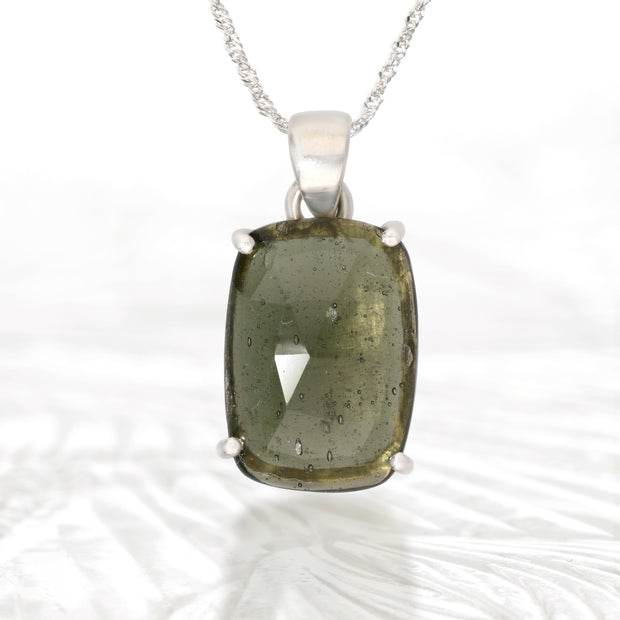 Faceted Genuine Moldavite Pendant