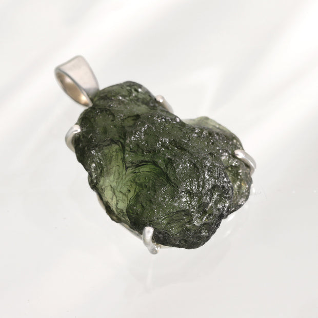 Authentic Moldavite Silver Pendant