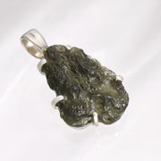 Raw Moldavite Silver Pendant