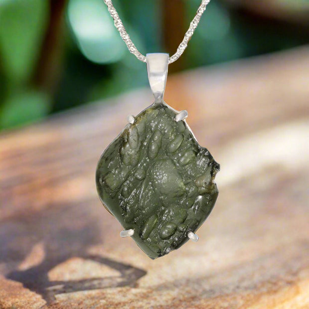 Unique Genuine Czech Moldavite Pendant