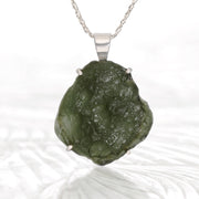 Large Genuine Czech Moldavite Silver Pendant