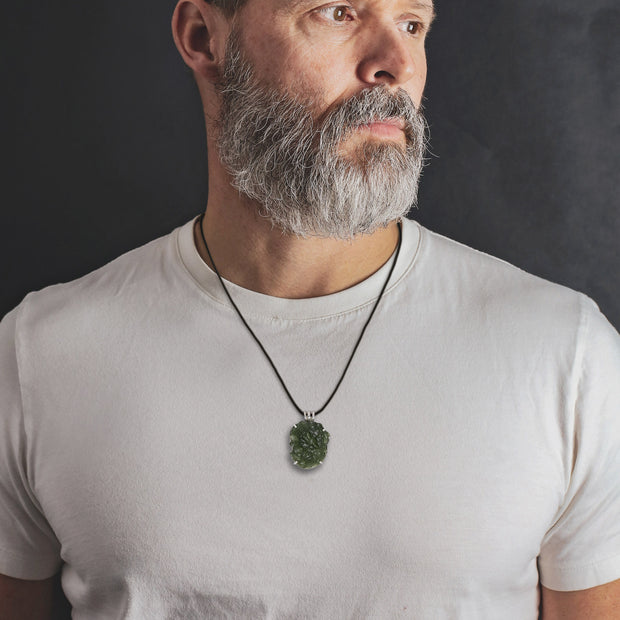 Large Genuine Czech Moldavite Pendant