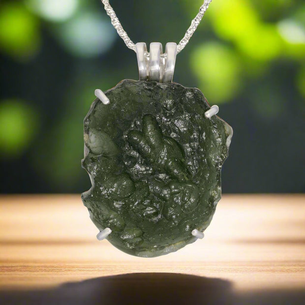 Large Genuine Czech Moldavite Pendant