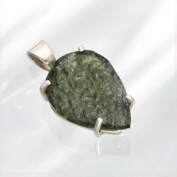 Czech Moldavite Silver Pendant