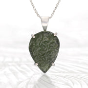 Czech Moldavite Silver Pendant
