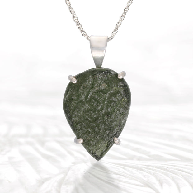 Czech Moldavite Silver Pendant