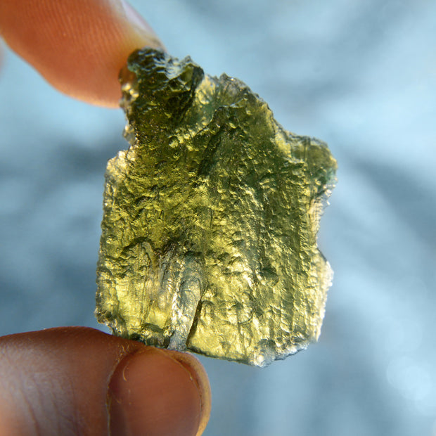 Flat Vibrant Green Moldavite Stone 9.2g