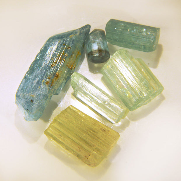 6 Mystical Aquamarine & Golden Beryl Crystals 50ct.