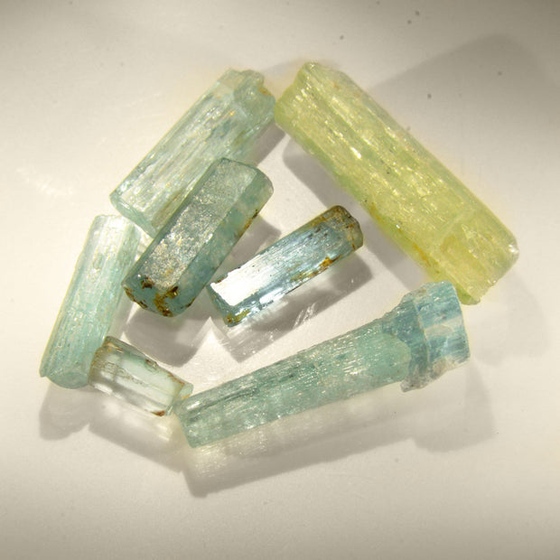 7 Golden Beryl & Natural Aquamarine Crystal 48ct