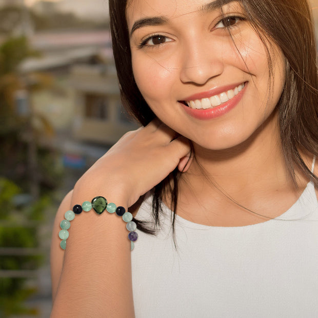 Buy Stunning. Genuine Moldavite Bead and Crackle Quartz Stretchy Bracelet.  Stunning Online in India - Etsy