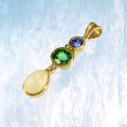 Tanzanite, Chrome Diopside & Opal 9kt Gold Pendant