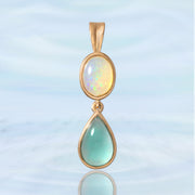 Unique Opal & Aquaprase Gold Pendant