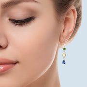 Chrome Diopside, Opal & Kyanite Earrings