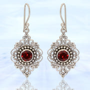 Faceted Garnet Mandala Earrings