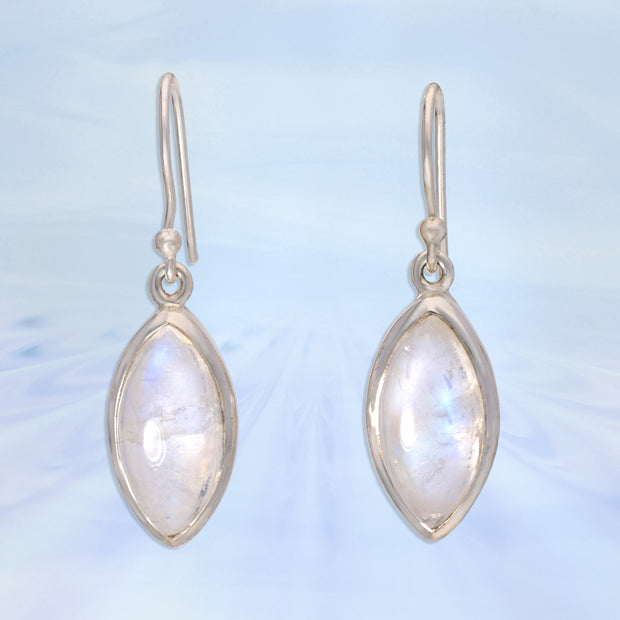 Rainbow Moonstone Marquis Gemstone Earrings