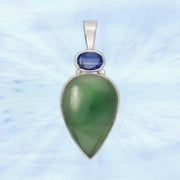 Sapphire-blue Kyanite & Chrome Chalcedony Gem Pendant