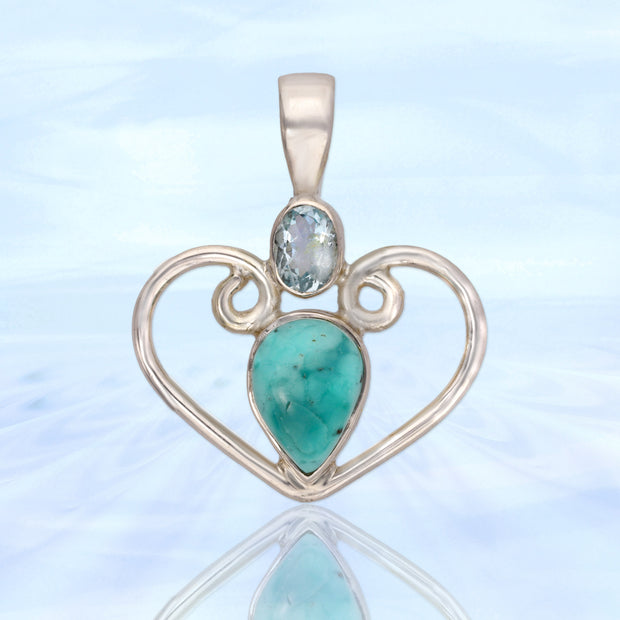 Aquamarine & Turquoise Gemstone Pendant