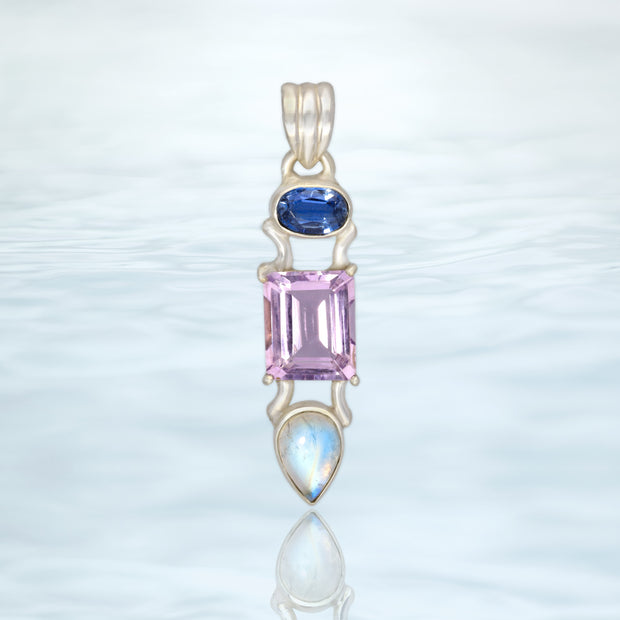 Incredible Kyanite, Amethyst & Moonstone Pendant