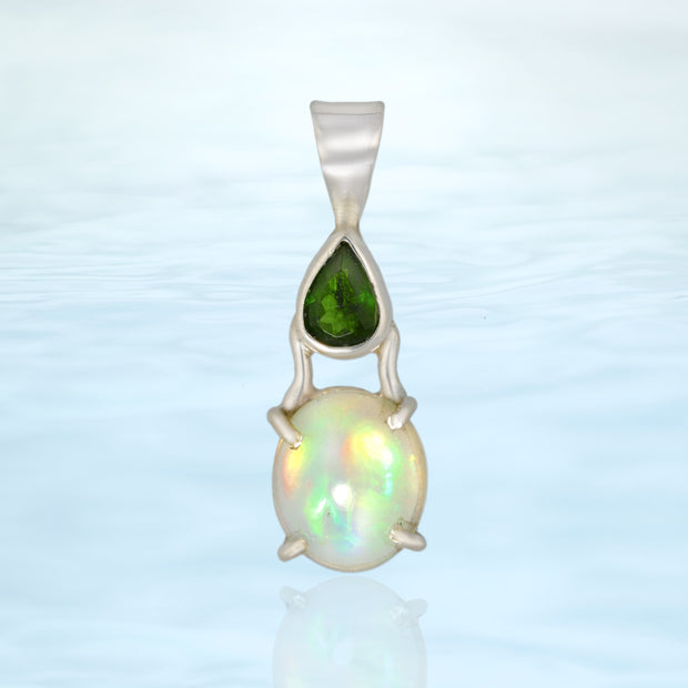 Chrome Diopside & Welo Opal Pendant
