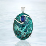 Sapphire Blue Kyanite & Chrysocolla Pendant