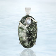 Moonstone & Seraphinite Silver Pendant
