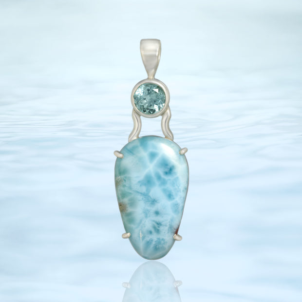 Faceted Aquamarine & Larimar Gemstone Pendant