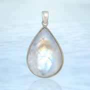 Pear Shaped Rainbow Moonstone Pendant