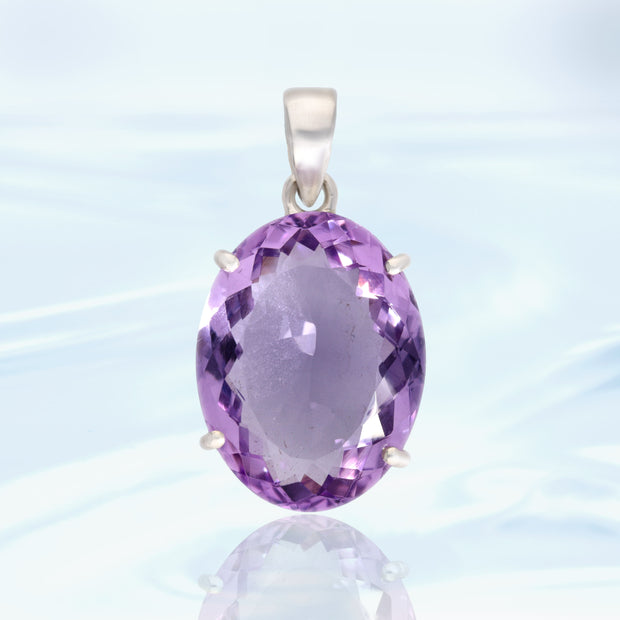 Faceted Amethyst Silver Pendant