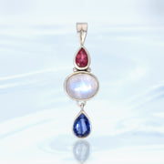 Pink Tourmaline, Moonstone & Kyanite Pendant