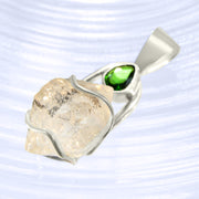 Sparkling Chrome Diopside & Herkimer Diamond Silver Pendant
