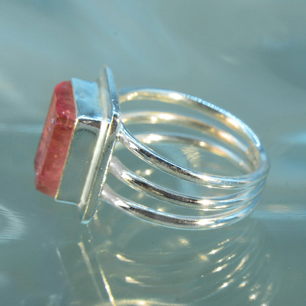 Natural Pink Tourmaline Crystal Ring Size 6 1/2