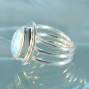Bright Blue Moonstone Size 8 Sterling Silver Ring