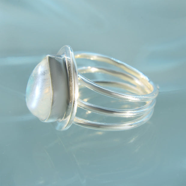 Blue Moonstone Silver Ring Size 7