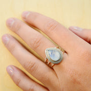 Blue Moonstone Silver Ring Size 7