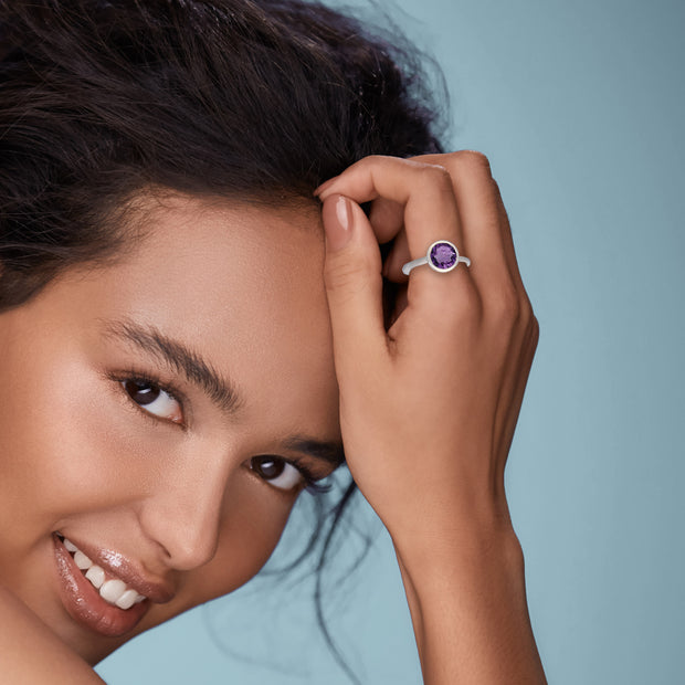 Silver Amethyst Gemstone Ring Size 7 ½
