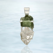Real Moldavite & Herkimer Silver Pendant