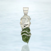 Beautiful Herkimer & Moldavite Silver Pendant