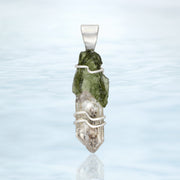 Unique Moldavite & Herkimer Diamond Pendant