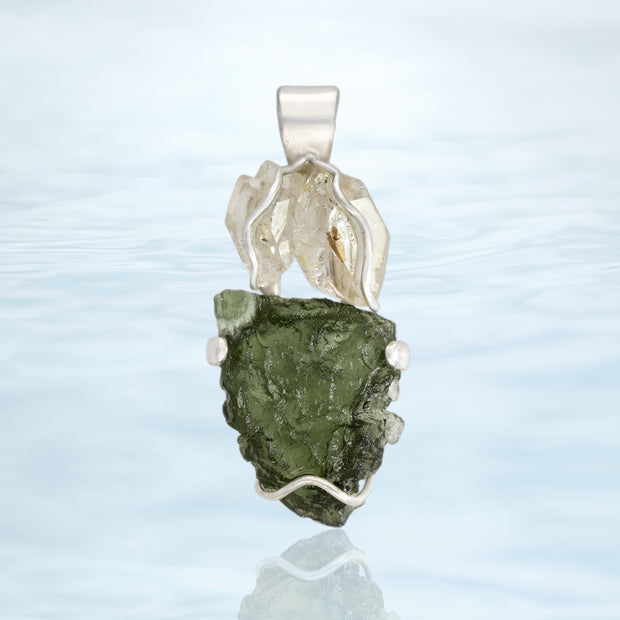 Amazing Herkimer Diamond & Moldavite Pendant