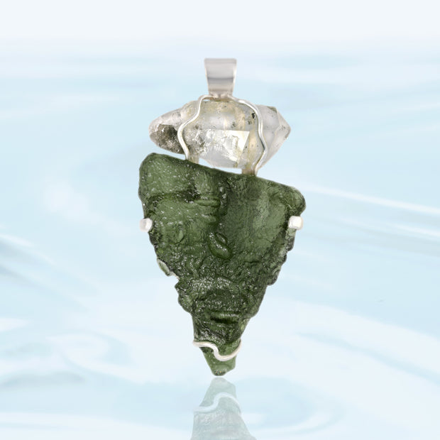 Herkimer Diamond & Moldavite Pendant