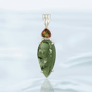 Bicolored Tourmaline & Moldavite Pendant