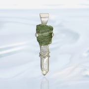 Moldavite & Quartz Crystal Pendant